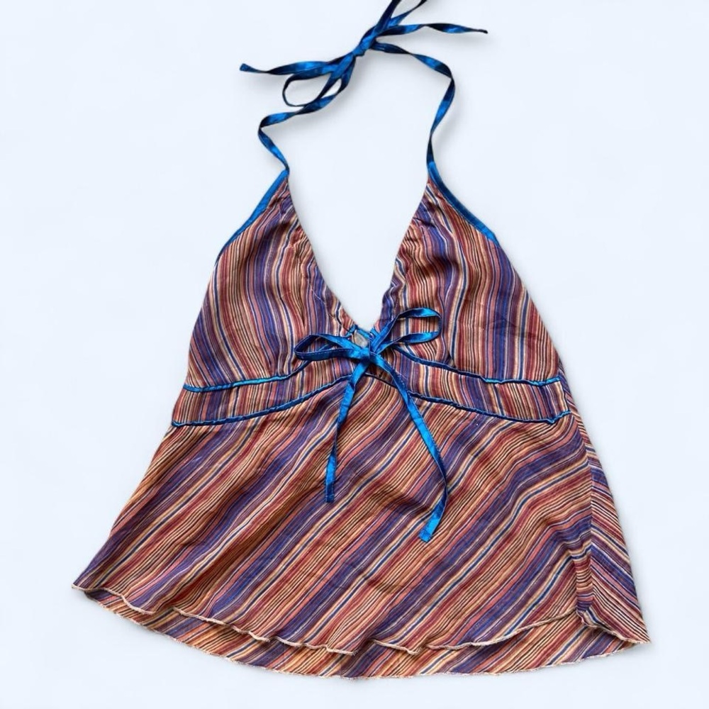 Multicolored striped halter top